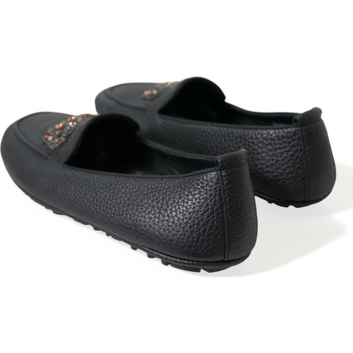 Dolce & Gabbana Dazzling Crystal-Embellished Loafers black-leather-crystal-embellished-loafers-dress-shoes