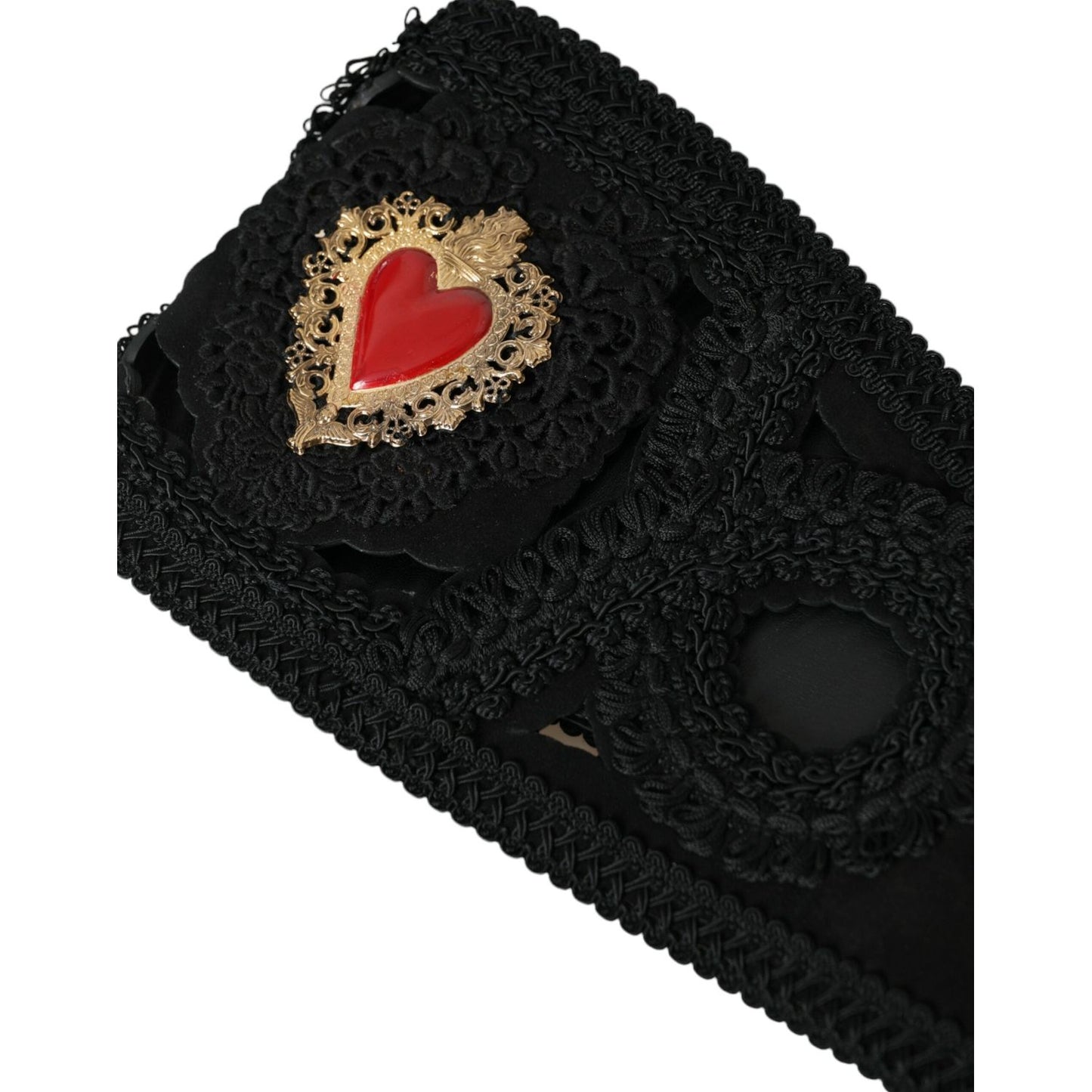 Dolce & Gabbana Black Canvas Embellished Waist Women Belt black-canvas-embellished-waist-women-belt