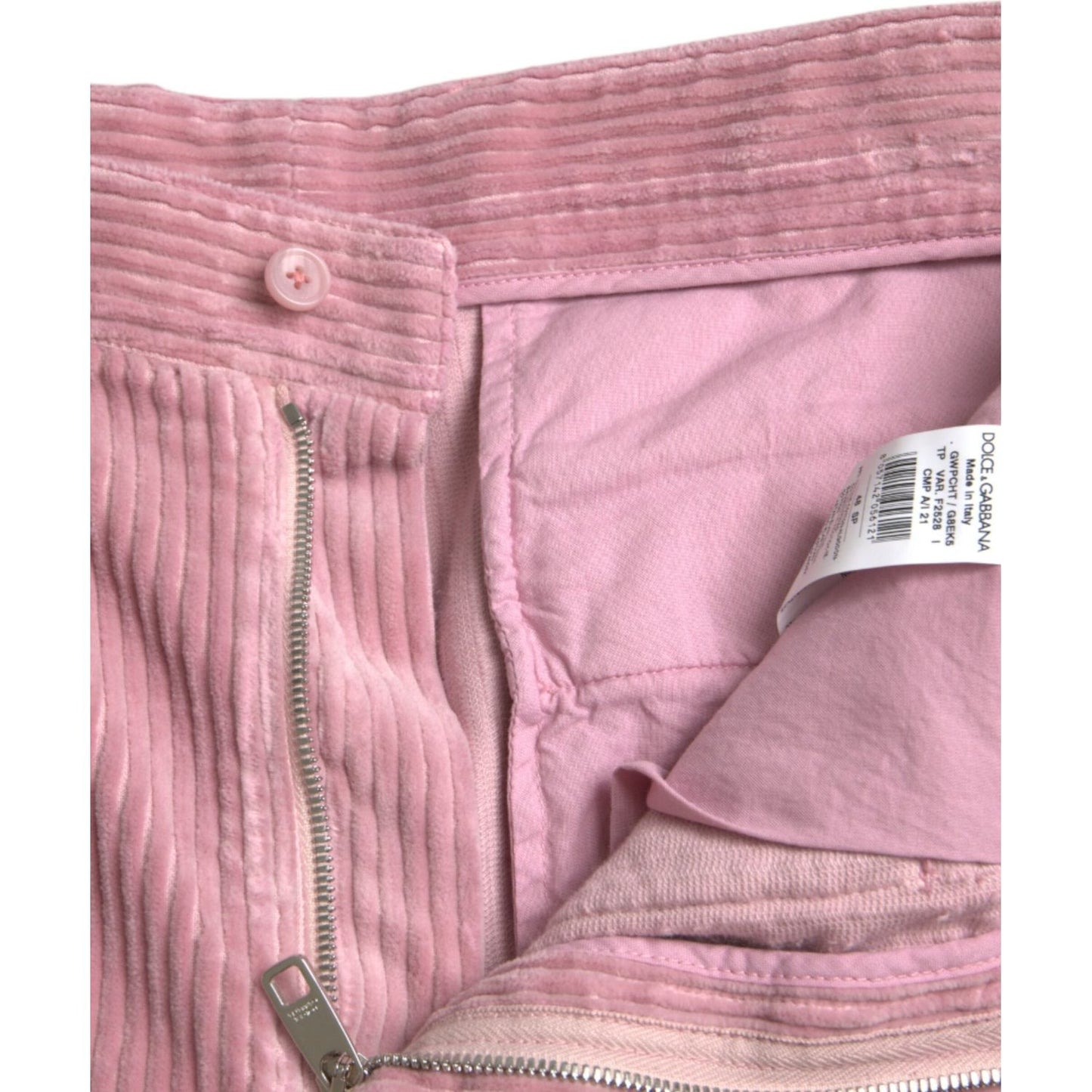 Dolce & Gabbana Pink Corduroy Cotton Stretch Skinny Cargo Jeans pink-corduroy-cotton-stretch-skinny-cargo-jeans