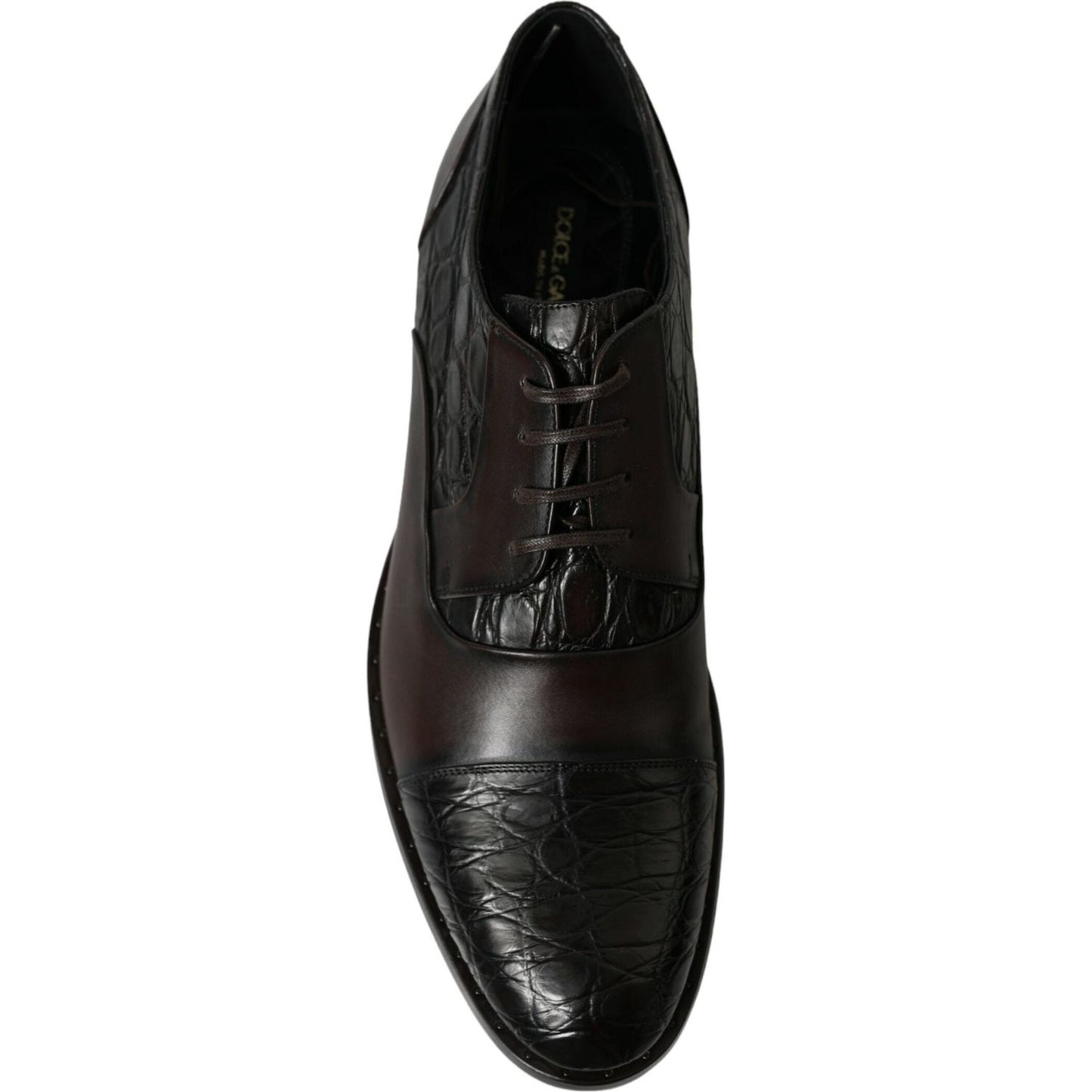 Dolce & Gabbana Elegant Brown Formal Derby Dress Shoes brown-exotic-leather-formal-men-dress-shoes