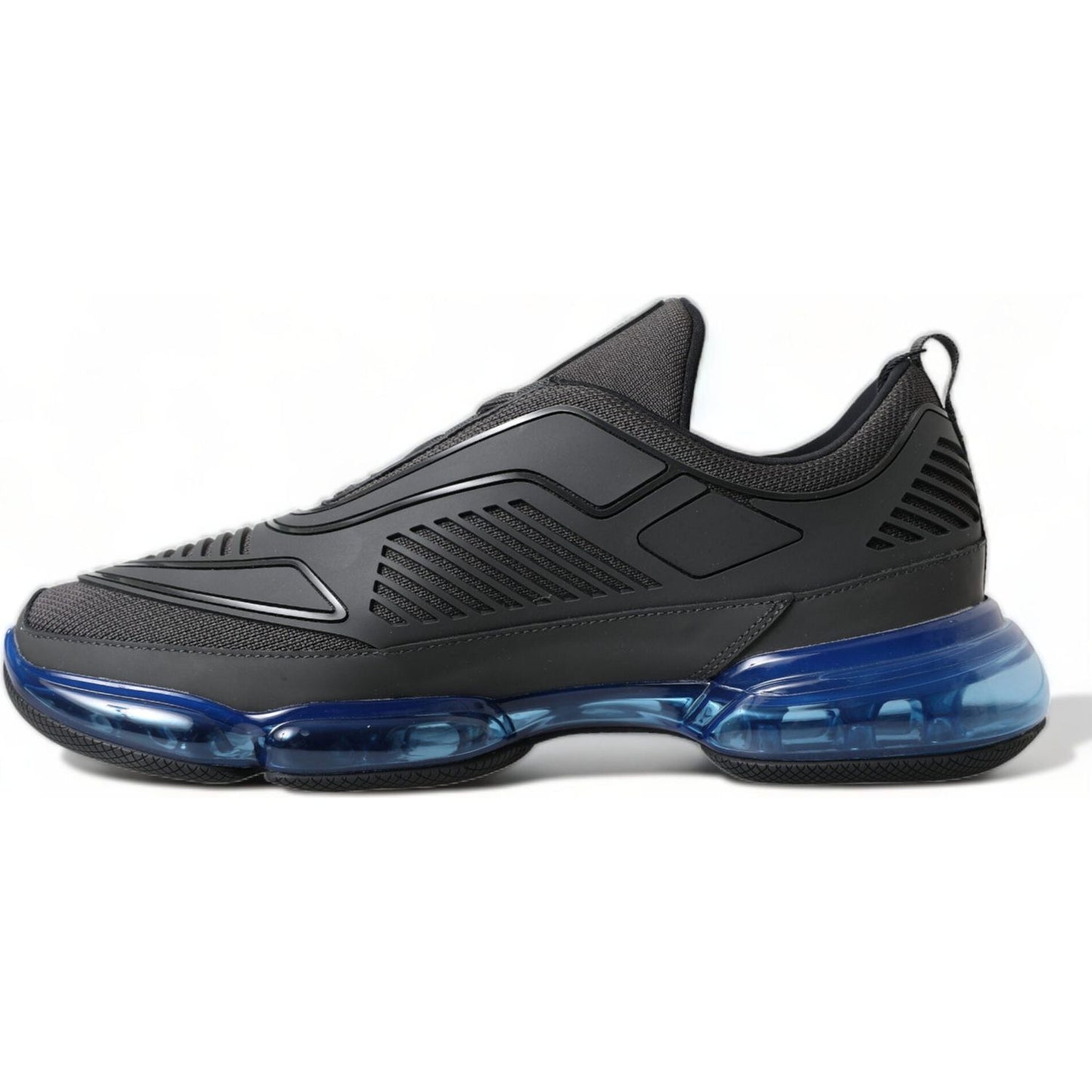 Prada Elegant Men's Black Mesh Sneakers black-blue-rubber-knit-slip-on-low-top-sneakers-shoes
