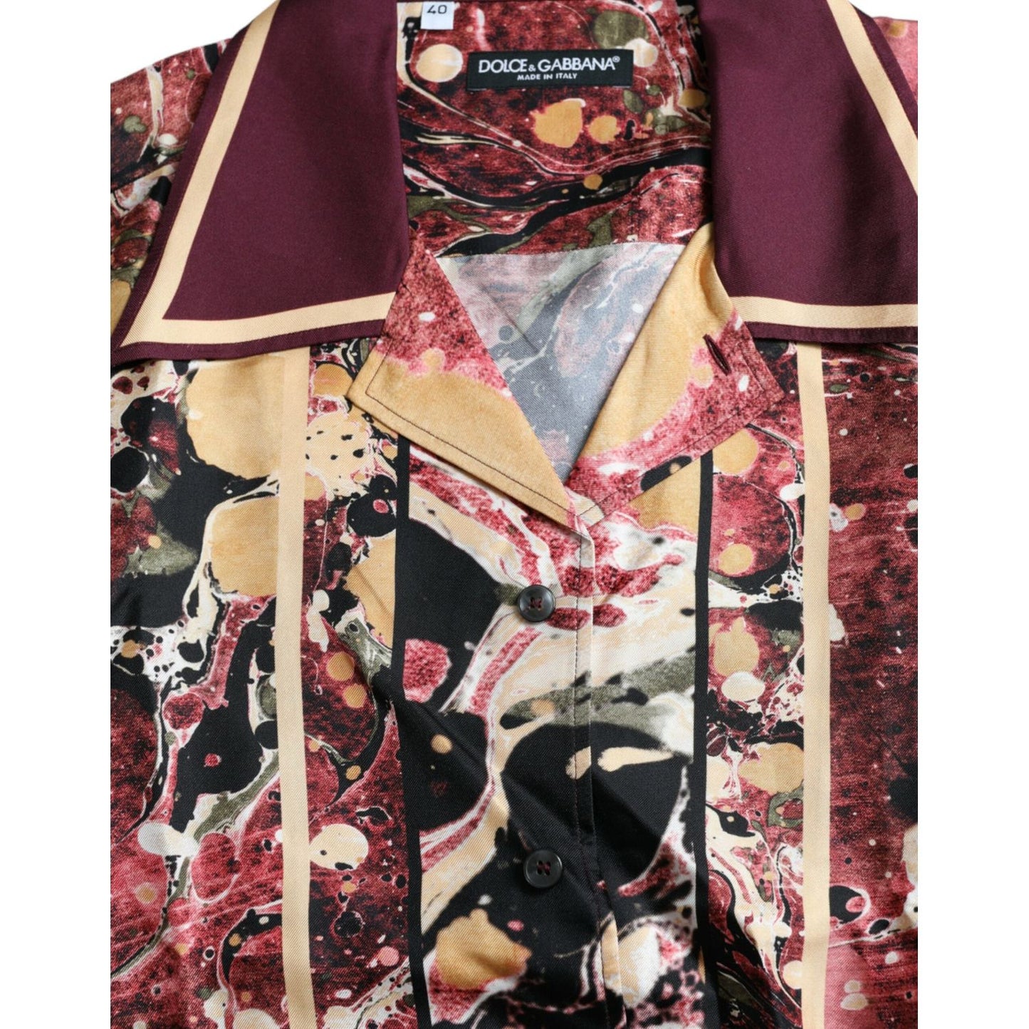 Dolce & Gabbana Multicolor Button Down Silk Shirt multicolor-button-down-silk-shirt