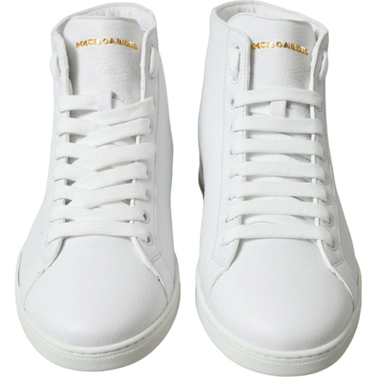 Dolce & GabbanaElegant White Leather High Top SneakersMcRichard Designer Brands£409.00
