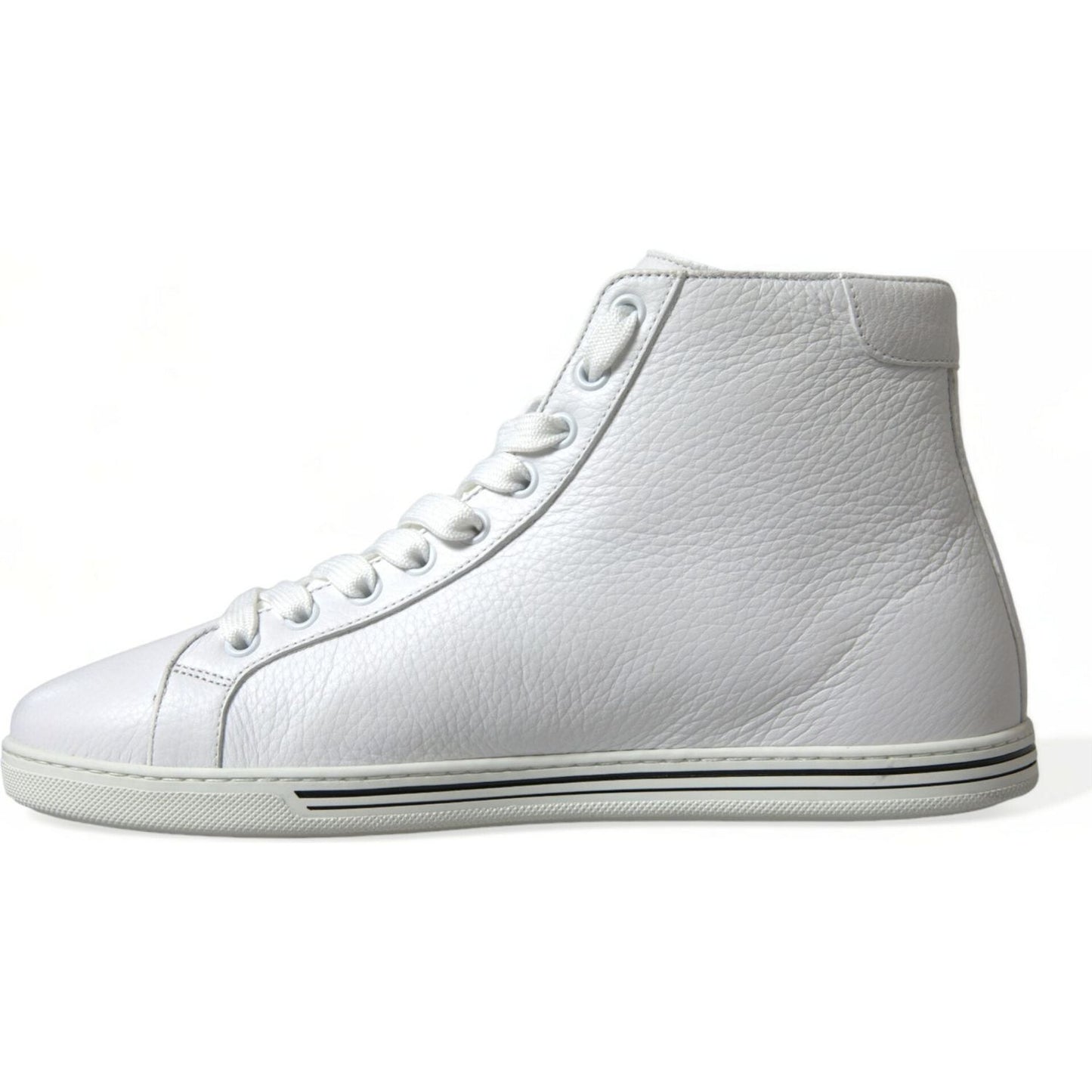 Dolce & Gabbana | Elegant White Leather High Top Sneakers| McRichard Designer Brands   