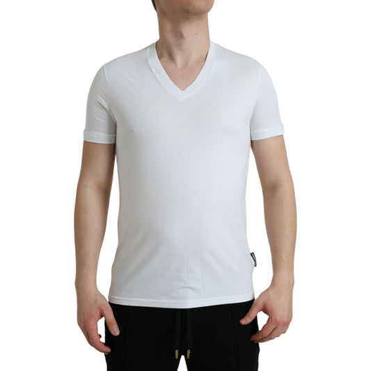 Dolce & GabbanaWhite Cotton V-neck Short Sleeve Underwear T-shirtMcRichard Designer Brands£159.00