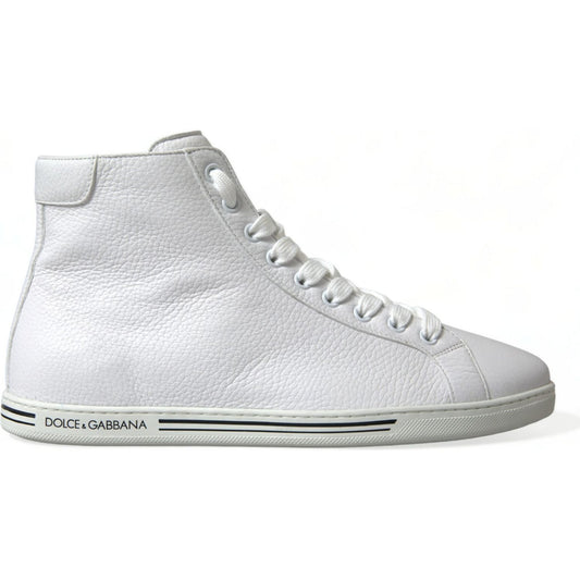 Dolce & GabbanaElegant White Leather High Top SneakersMcRichard Designer Brands£409.00