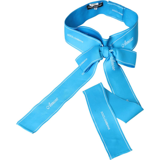 Dolce & Gabbana Blue Polyester AMORE Wide Waist Belt blue-polyester-amore-wide-waist-belt