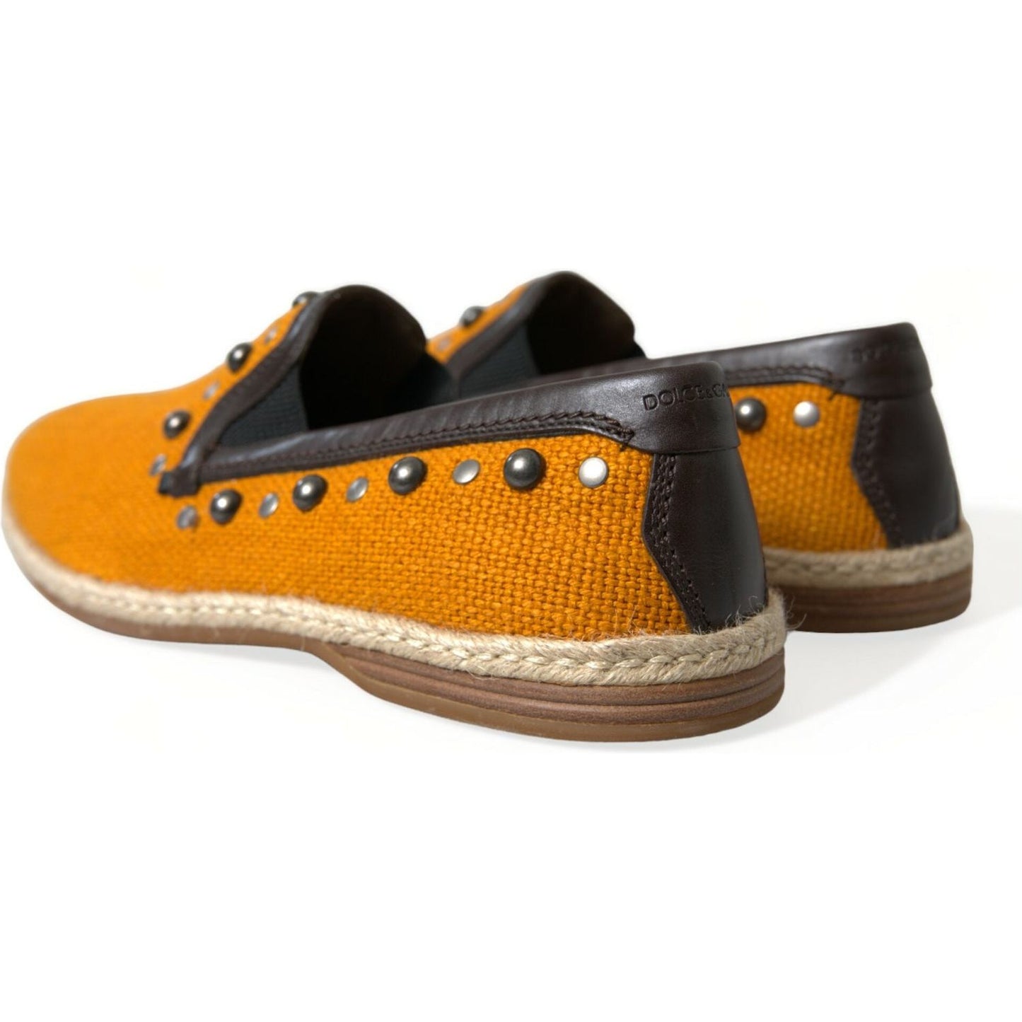 Dolce & Gabbana | Exclusive Orange Canvas Loafers with Studs| McRichard Designer Brands   