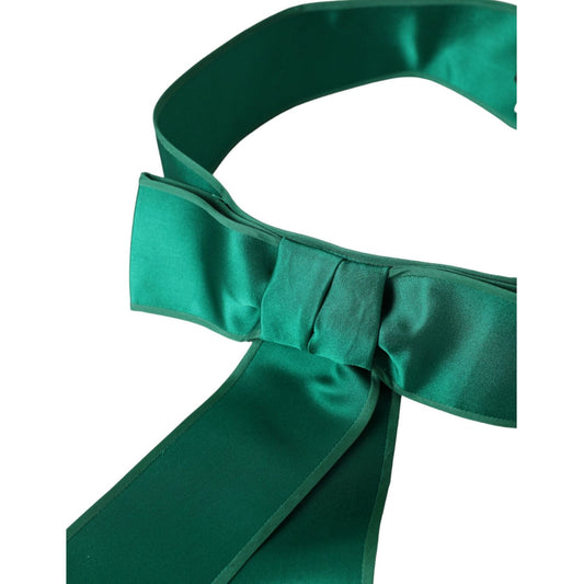 Dolce & Gabbana Green Silk Satin Waist Women Belt green-silk-satin-waist-women-belt