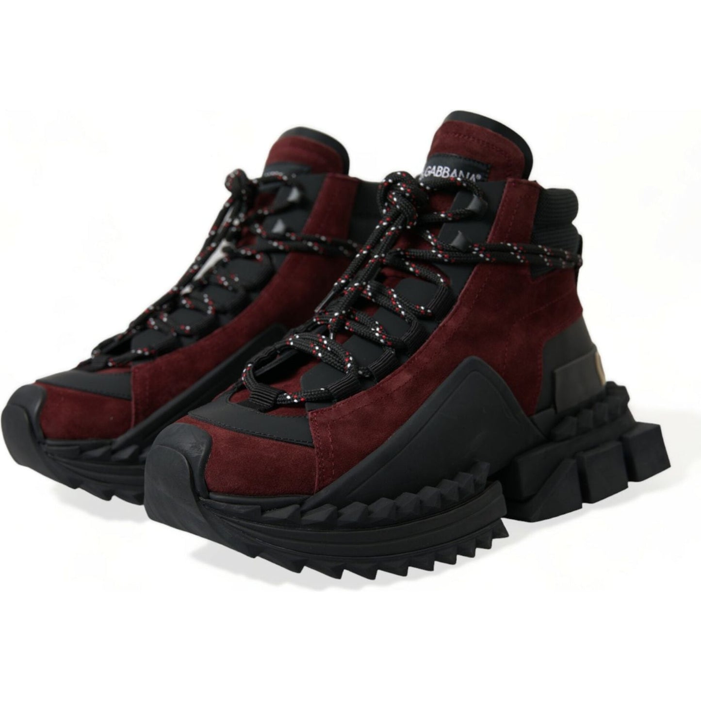 Dolce & Gabbana Burgundy Leather High Top Sneakers burgundy-super-king-high-top-men-sneakers-shoes