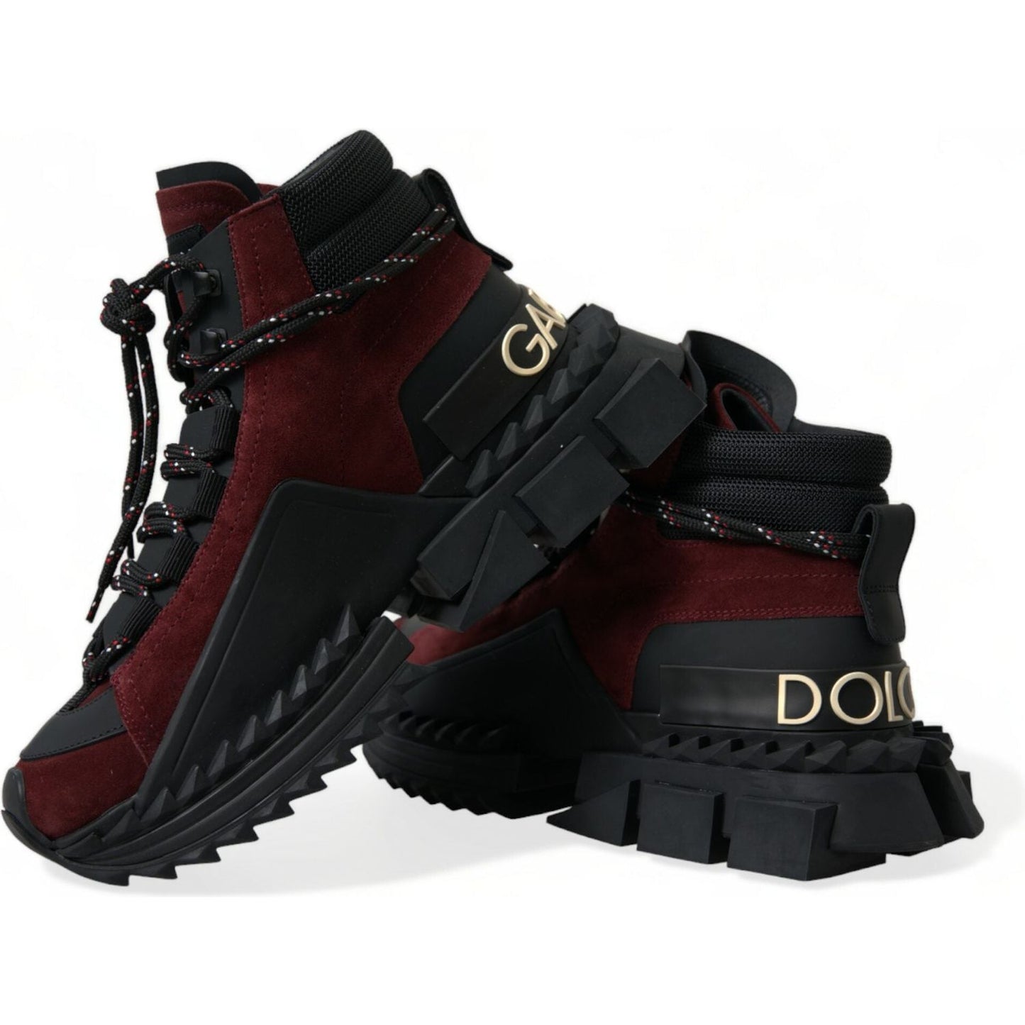 Dolce & Gabbana Burgundy Leather High Top Sneakers burgundy-super-king-high-top-men-sneakers-shoes