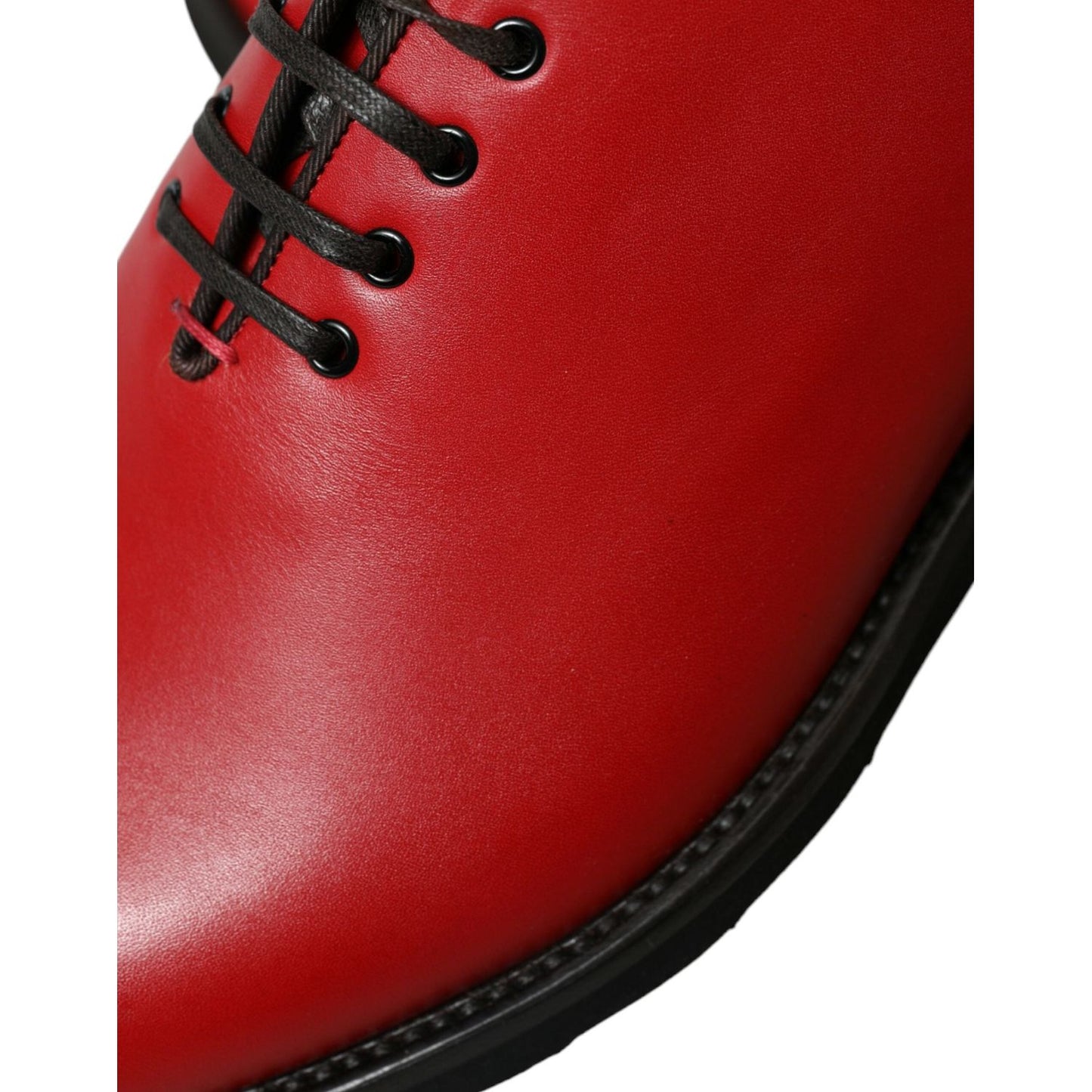 Dolce & Gabbana Elegant Red Leather Oxford Dress Shoes red-leather-lace-up-oxford-men-dress-shoes