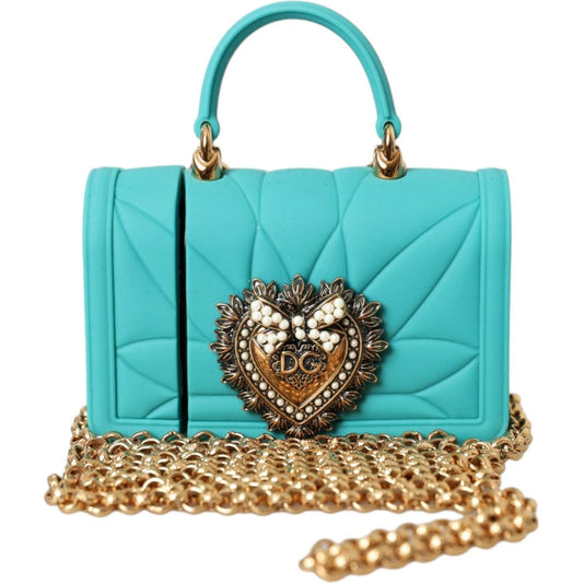 Dolce & Gabbana | Turquoise Silicone Devotion Heart Cover Bag Airpods Case| McRichard Designer Brands   