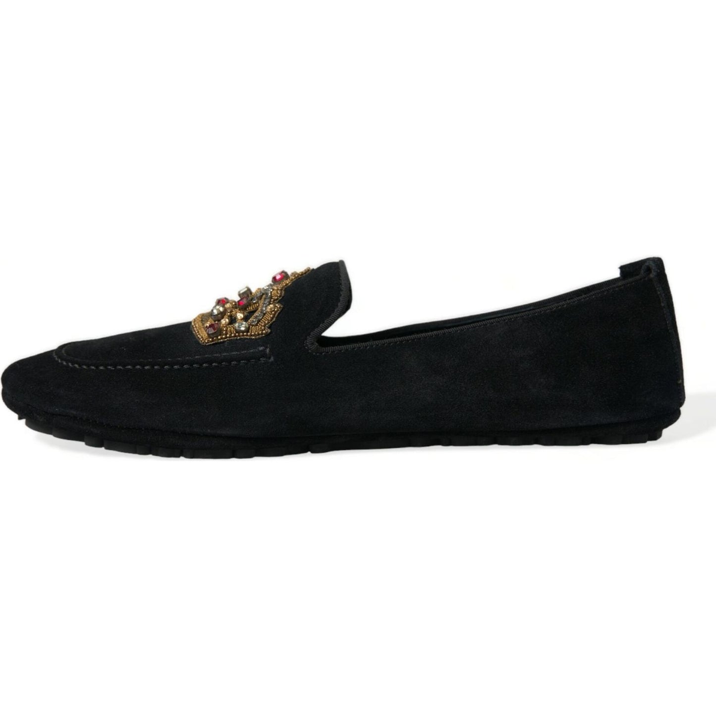 Dolce & Gabbana | Black Calfskin Loafers with Crystals| McRichard Designer Brands   