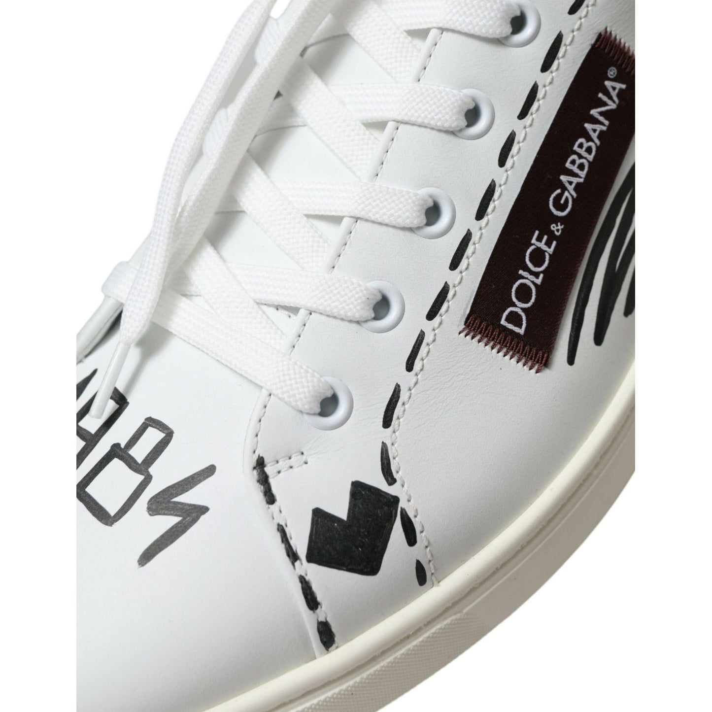 Dolce & Gabbana Exclusive White Bordeaux Low Top Sneakers white-bordeaux-leather-logo-low-top-sneakers-shoes