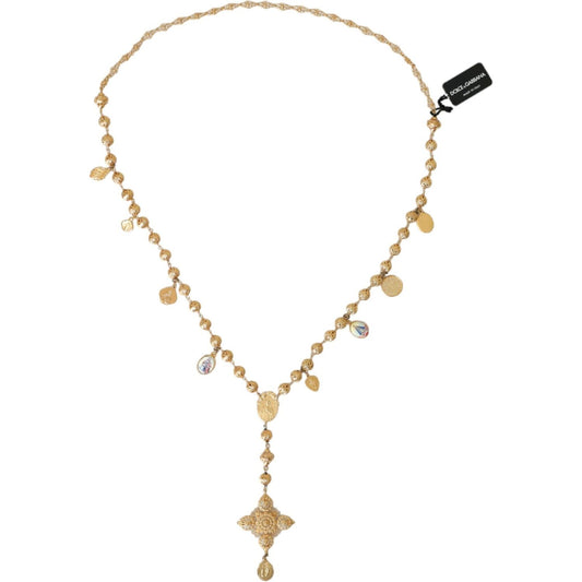 Dolce & Gabbana | Gold Tone Chain Brass Beaded Statement Sicily Necklace| McRichard Designer Brands   