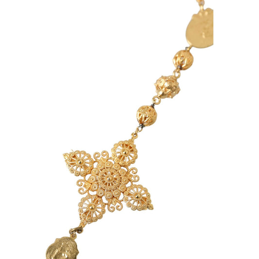 Dolce & Gabbana Gold Tone Chain Brass Beaded Statement Sicily Necklace gold-tone-chain-brass-beaded-statement-sicily-necklace