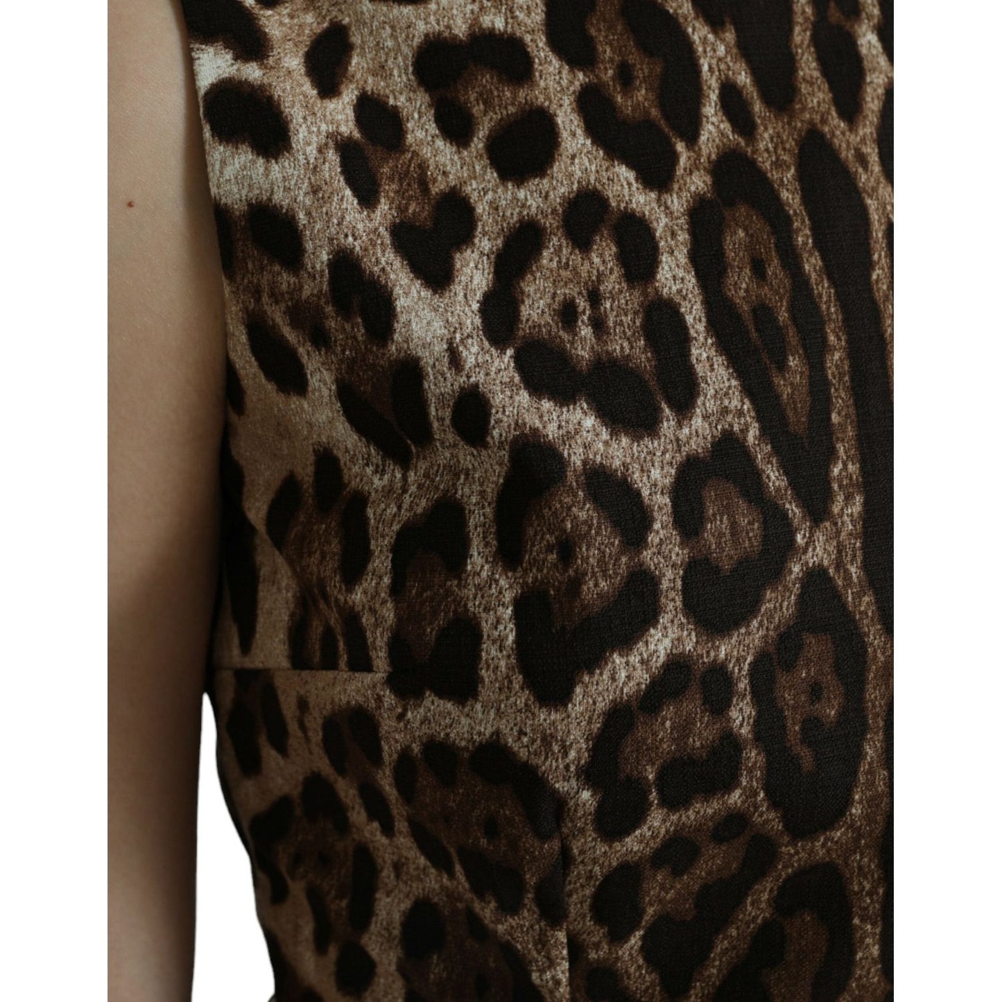 Dolce & Gabbana Sleek Leopard Print Silk-Blend Tank Top brown-leopard-cotton-sleeveless-tank-top