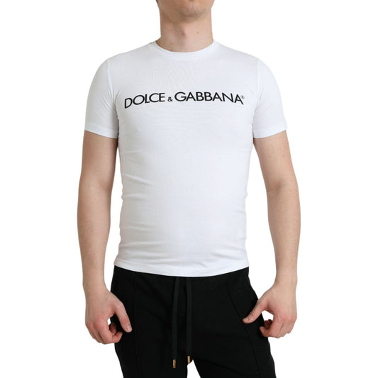 Dolce & GabbanaElegant White Logo Crewneck TeeMcRichard Designer Brands£449.00