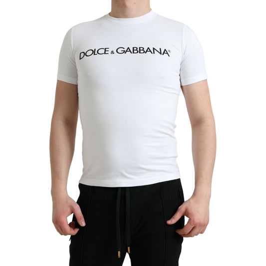Dolce & GabbanaElegant White Logo Crewneck TeeMcRichard Designer Brands£449.00