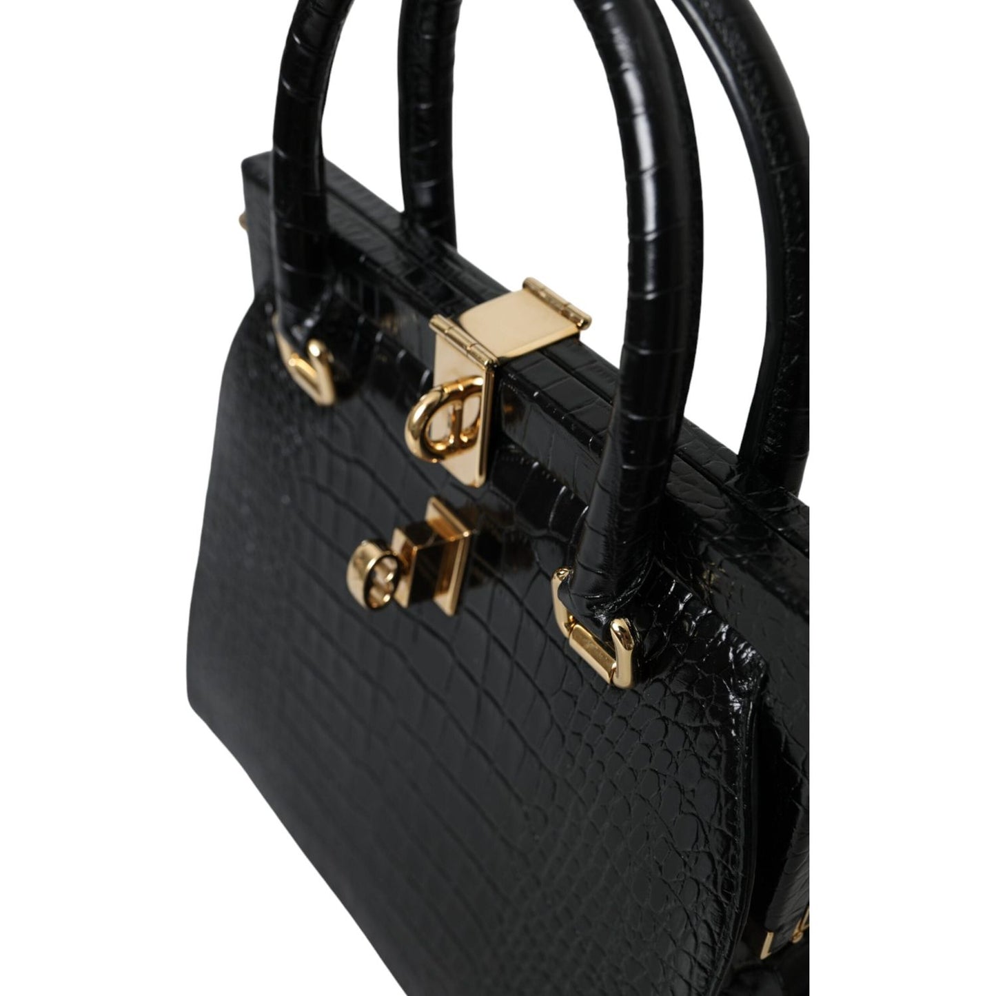 Black Exotic Leather Top Handle Tote Women Bag