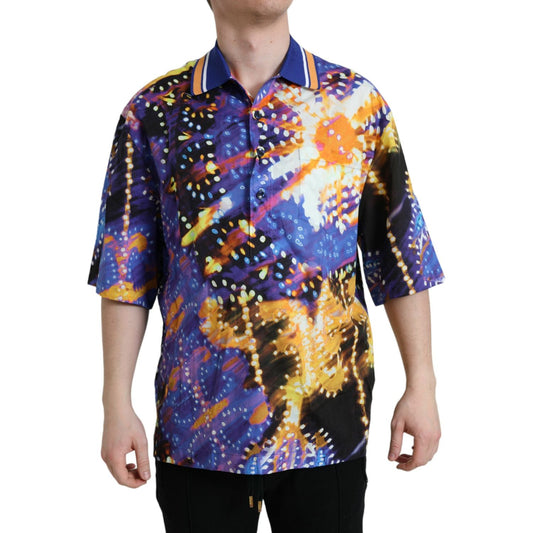 Dolce & Gabbana Multicolor Luminarie Print Cotton Casual Shirt multicolor-luminarie-print-cotton-casual-shirt