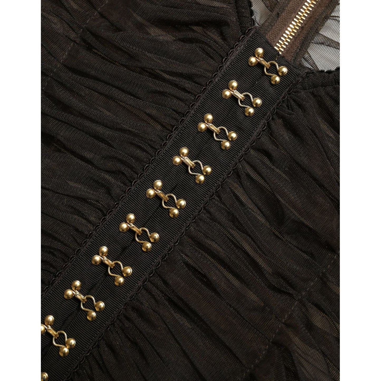 Dolce & Gabbana Embellished Cropped Sleeveless Top brown-embellished-nylon-stretch-cropped-top
