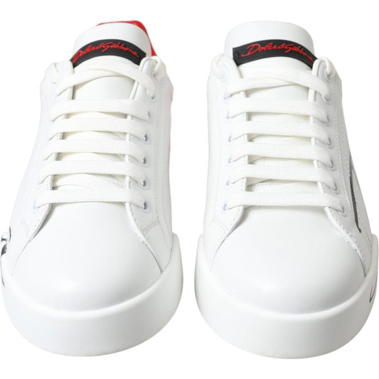 Dolce & Gabbana | Chic Red and White Leather Sneakers| McRichard Designer Brands   
