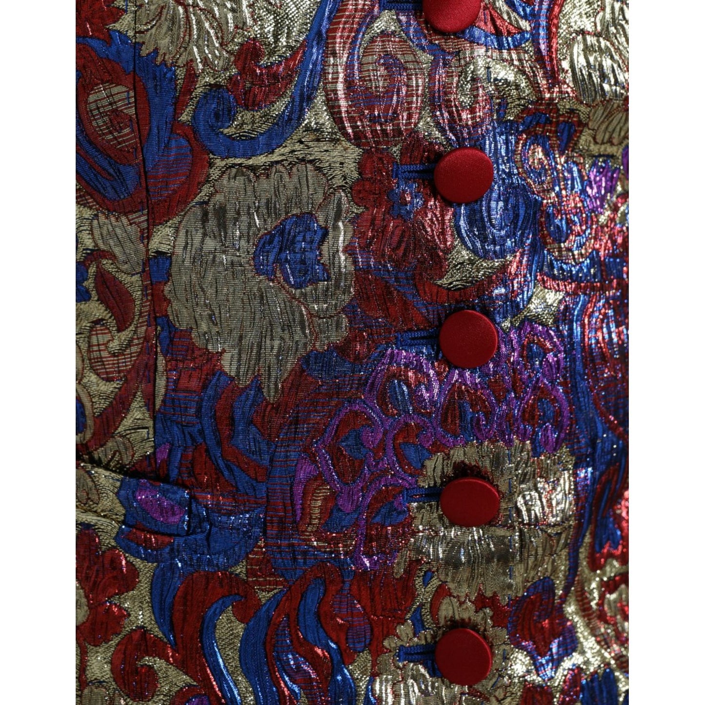 Dolce & Gabbana Multicolor Floral Print Jacquard Waistcoat Vest multicolor-jacquard-button-waistcoat-vest-top