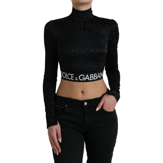 Dolce & Gabbana | Elegant Black Cropped Top with Zip Closure| McRichard Designer Brands   