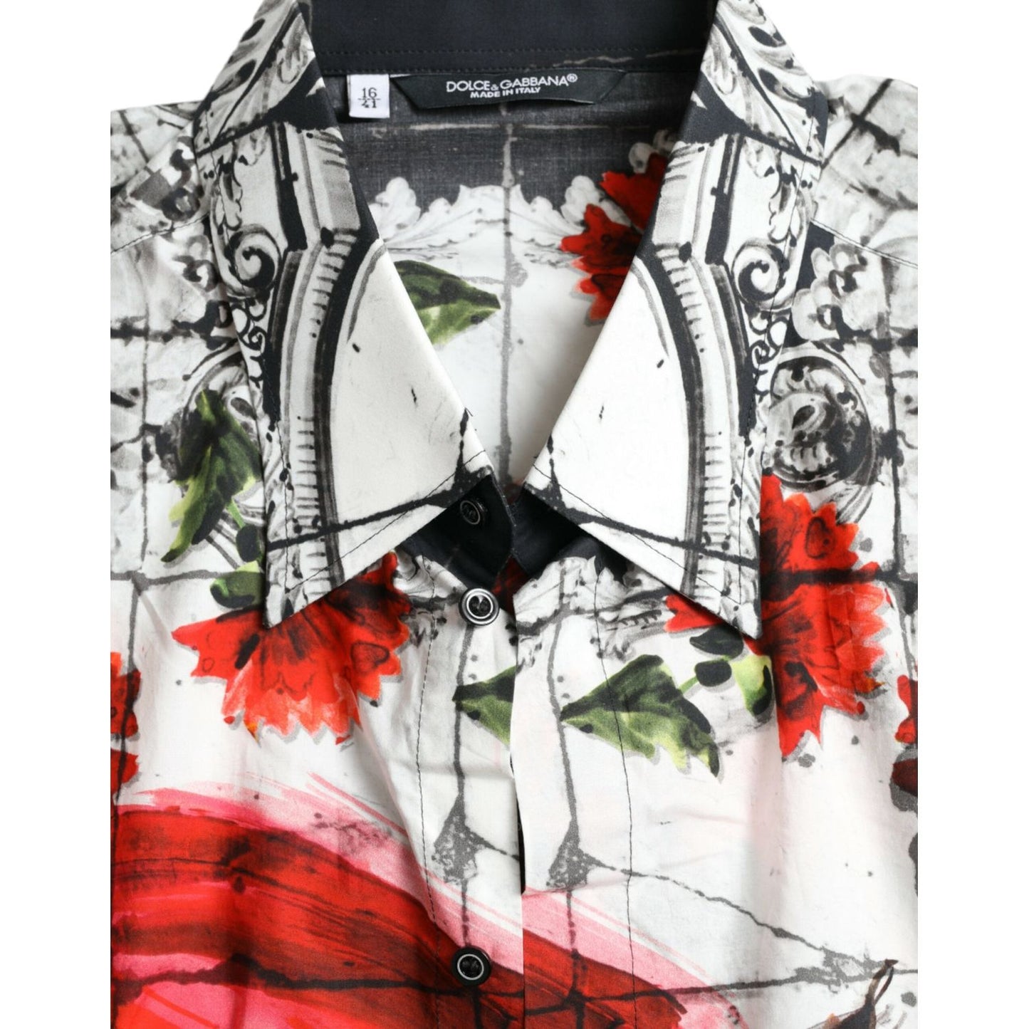 Dolce & Gabbana Slim Fit Floral Bull Cotton Dress Shirt slim-fit-floral-bull-cotton-dress-shirt
