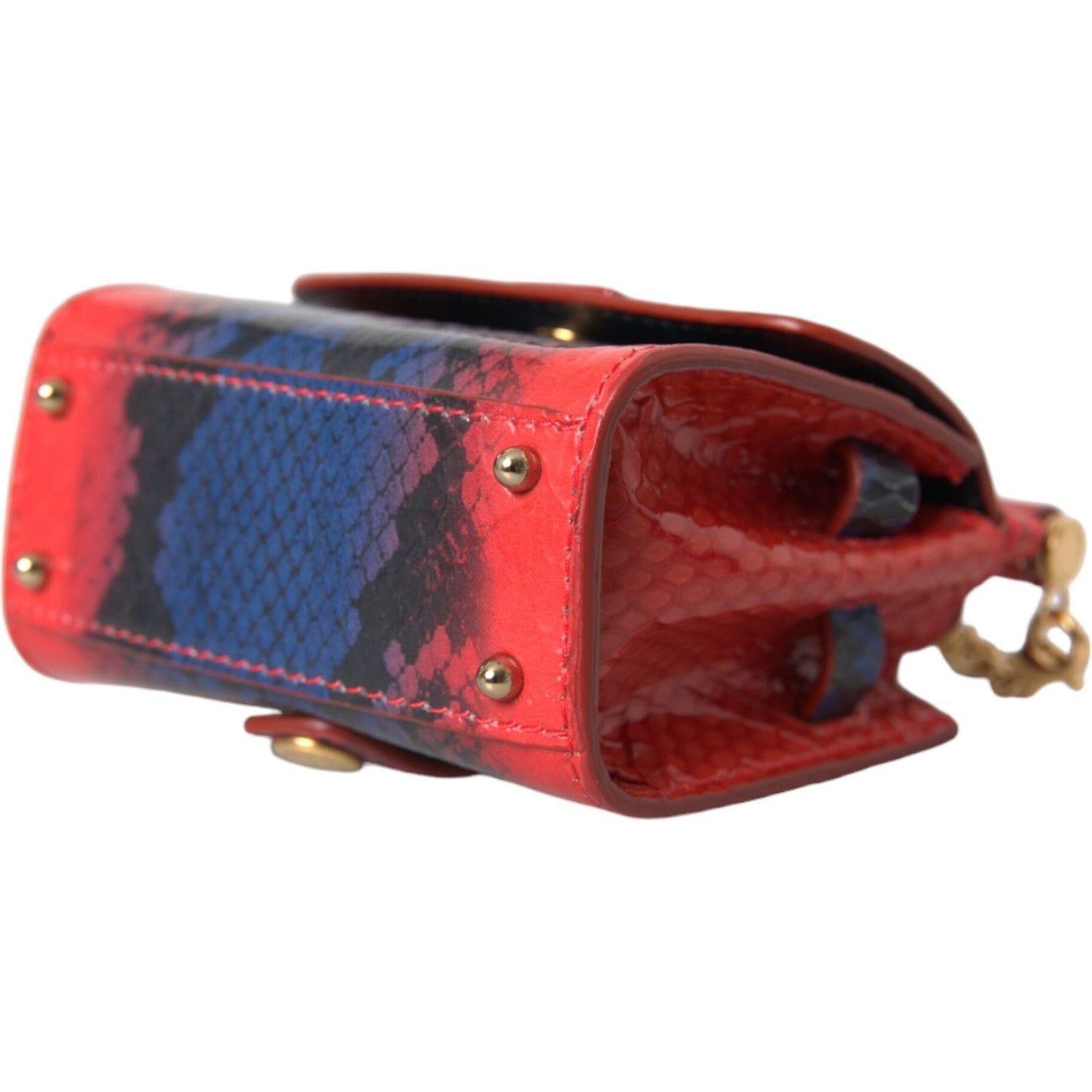 Red Blue Exotic Leather SICILY Microbag Crossbody Bag