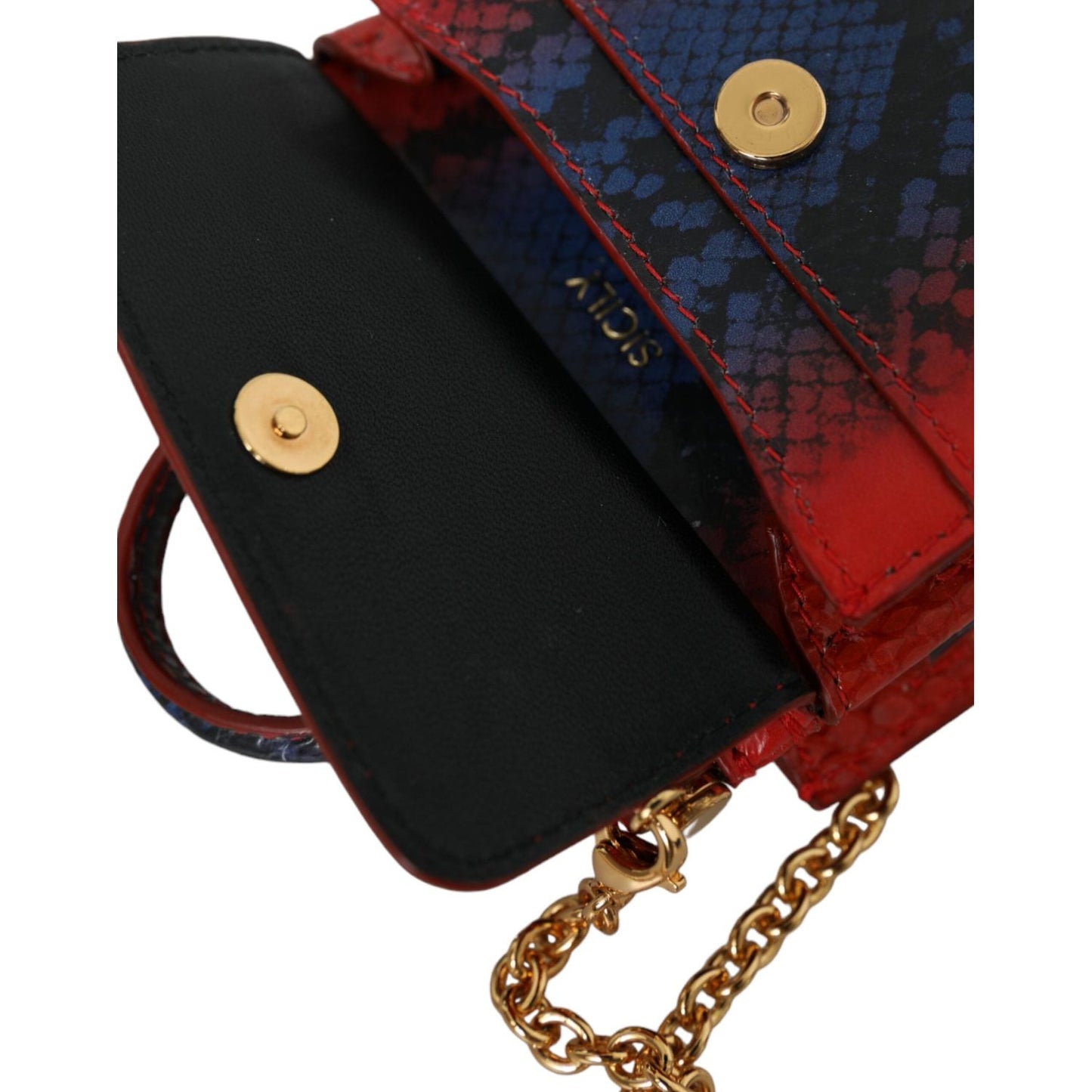Red Blue Exotic Leather SICILY Microbag Crossbody Bag