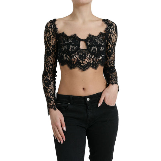 Elegant Lace Bustier Cropped Top Dolce & Gabbana