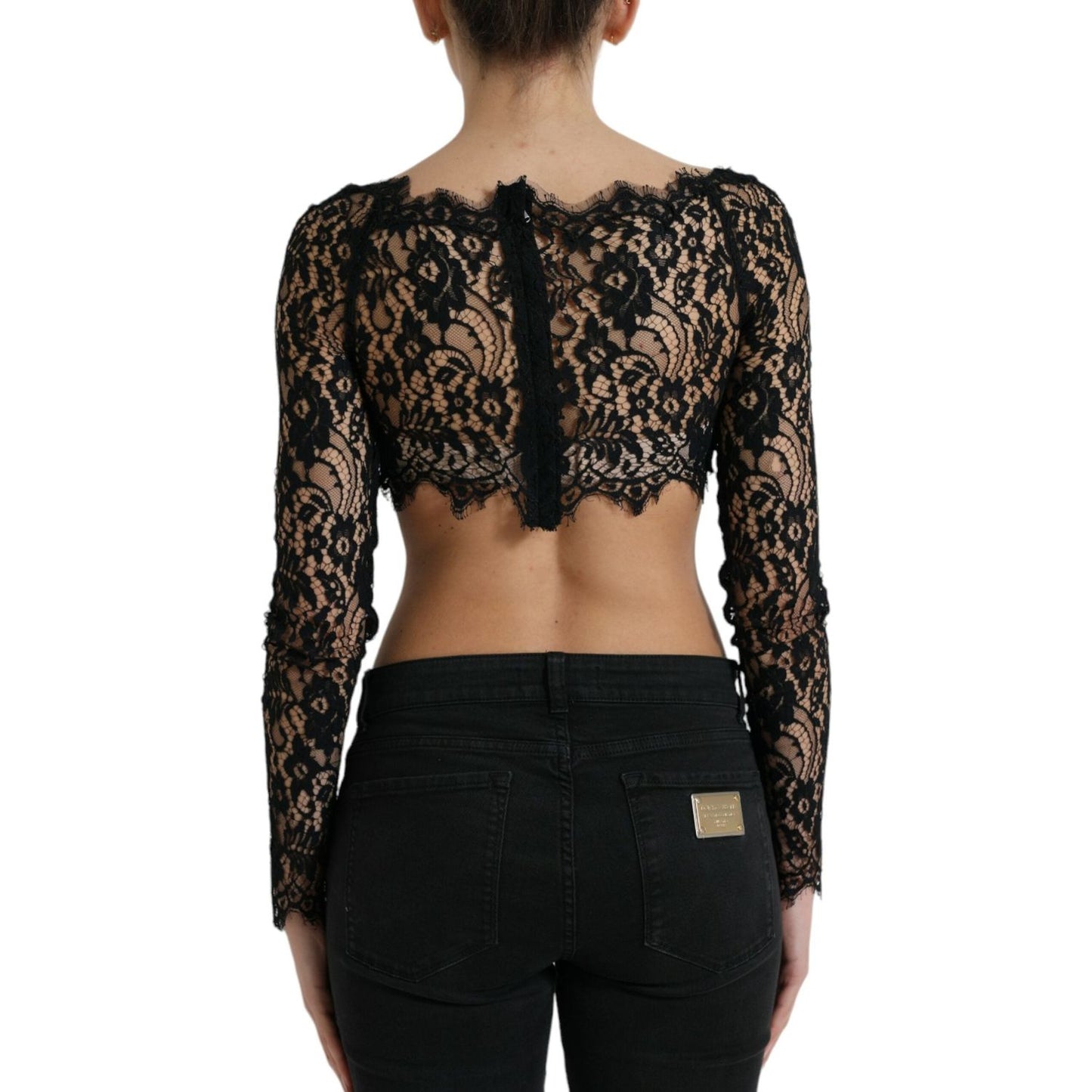 Dolce & Gabbana Elegant Lace Bustier Cropped Top black-nylon-floral-lace-bustier-cropped-top