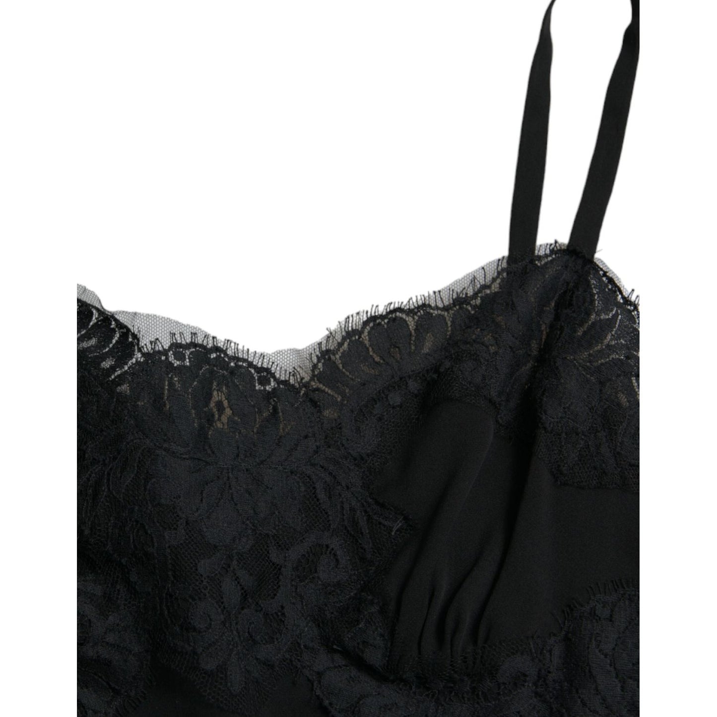 Dolce & Gabbana Elegant Black Silk Lace Tank Top black-silk-stretch-lace-sleeveless-tank-top