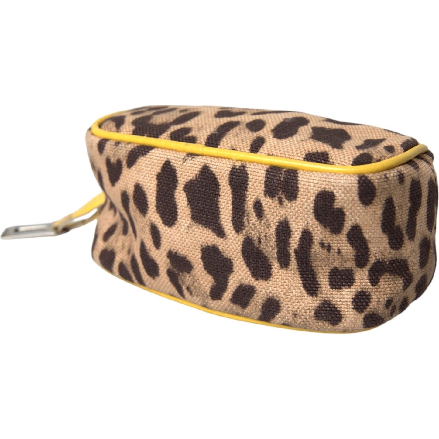 Brown Leopard Canvas Hand Pouch Clutch DG Logo Bag