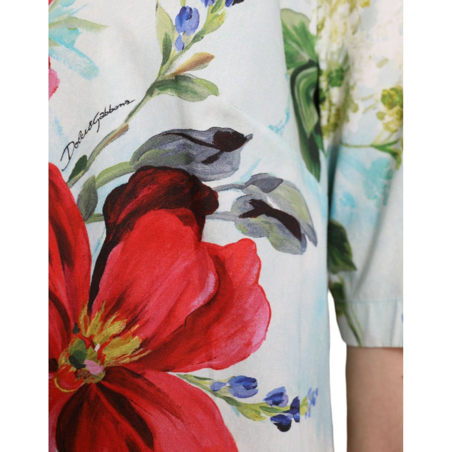 Dolce & Gabbana Chic Floral Round Neck Cotton Top multicolor-floral-cotton-round-neck-blouse-top