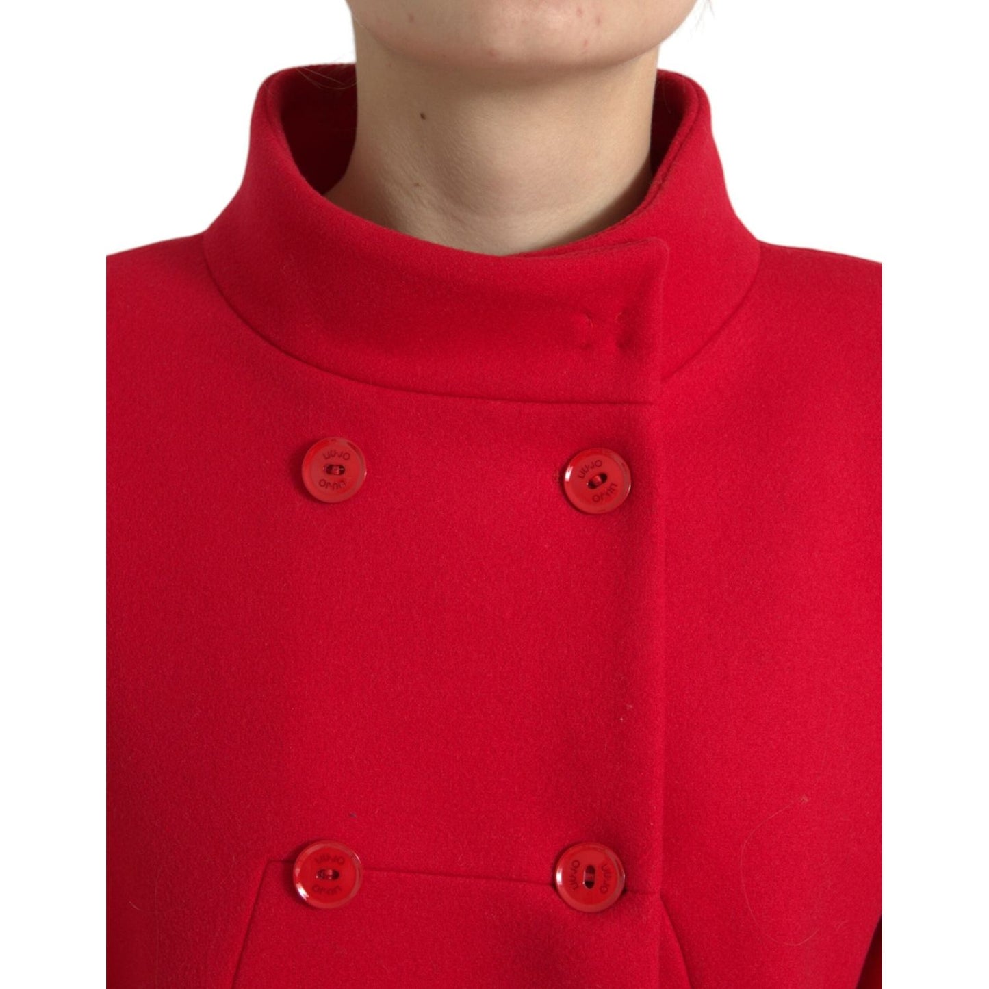 Liu Jo | Elegant Red Double Breasted Long Coat| McRichard Designer Brands   