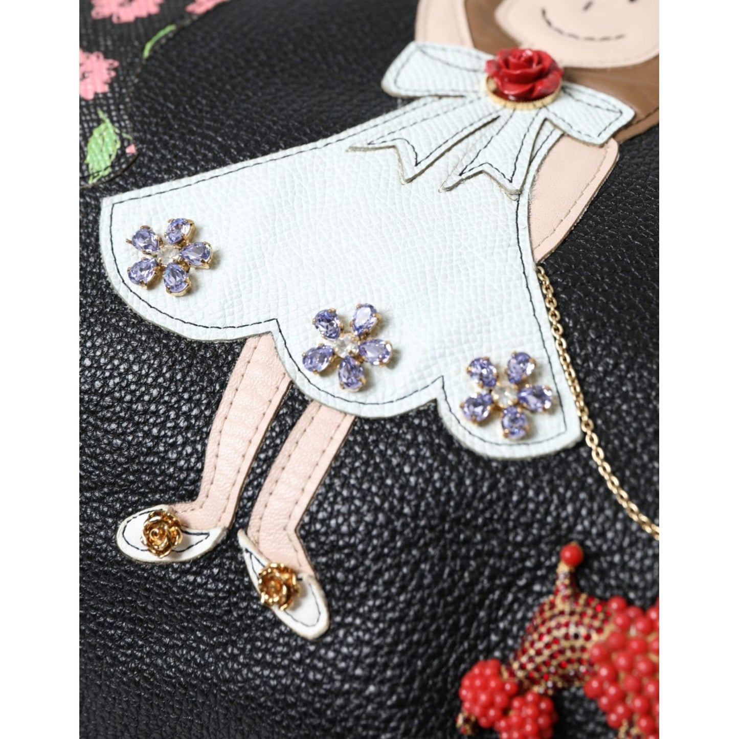 Black Leather #DGFamily Patch Shopping Tote Bag