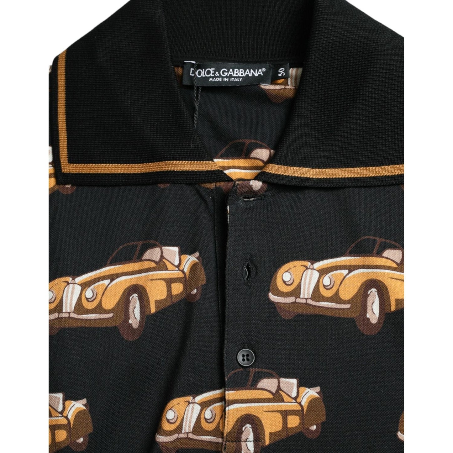 Dolce & Gabbana Black Car Print Short Sleeve Polo T-shirt black-car-print-short-sleeve-polo-t-shirt-1