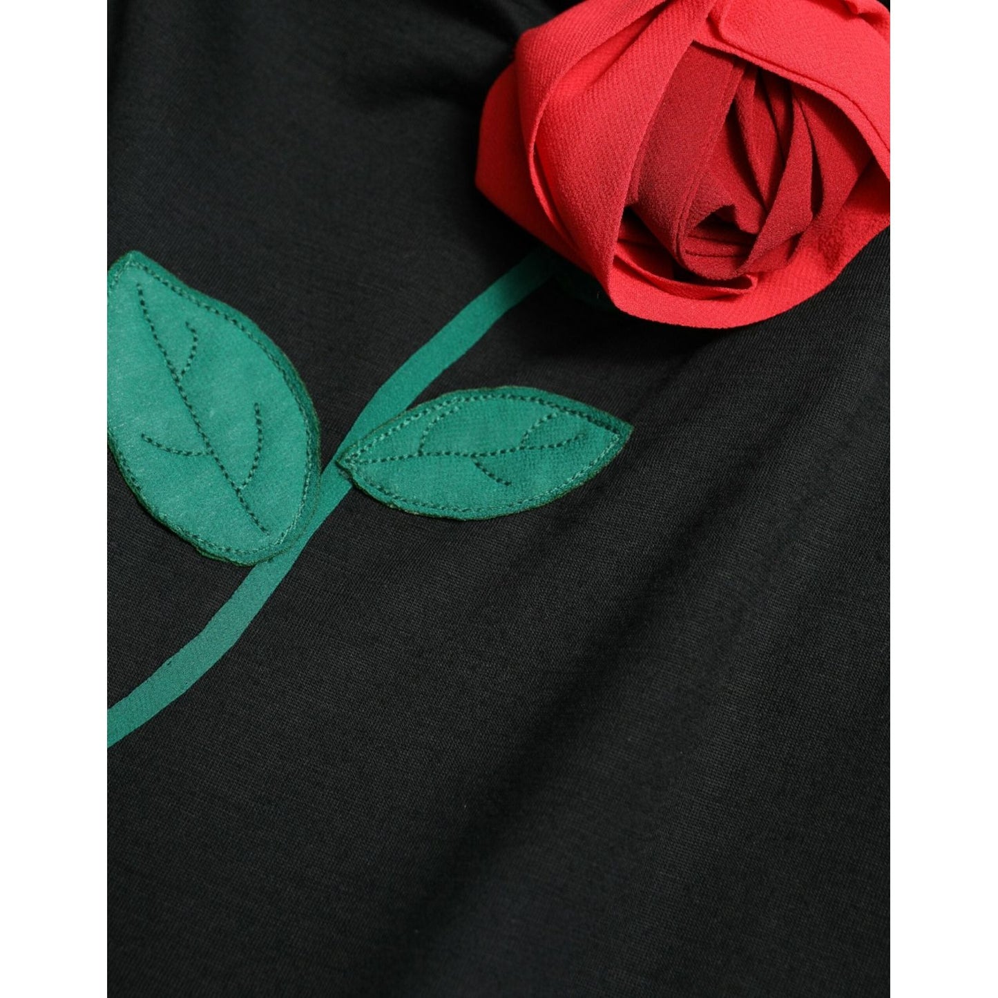 Dolce & Gabbana Elegant Floral Embroidery Wool Midi Dress black-roses-wool-sheath-bodycon-midi-dress