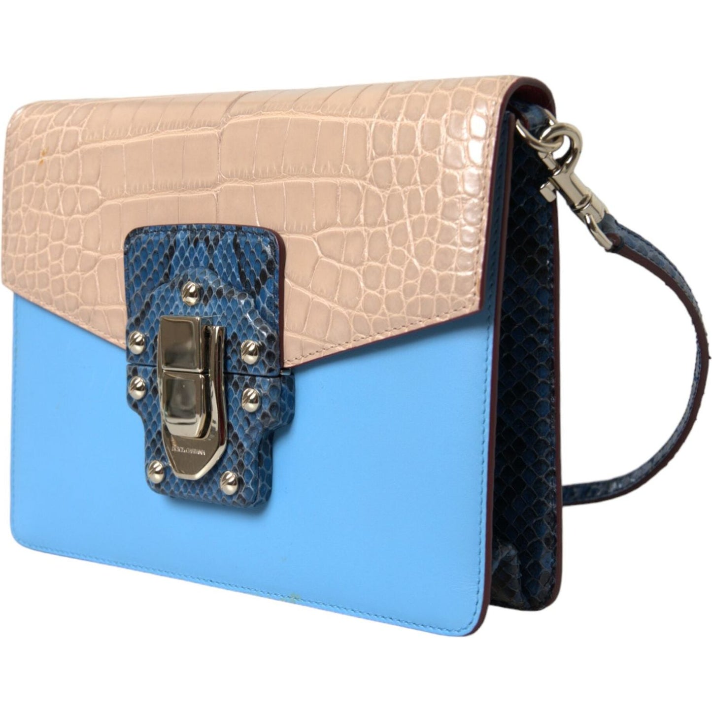 Blue Beige Exotic Leather LUCIA Crossbody Purse Bag