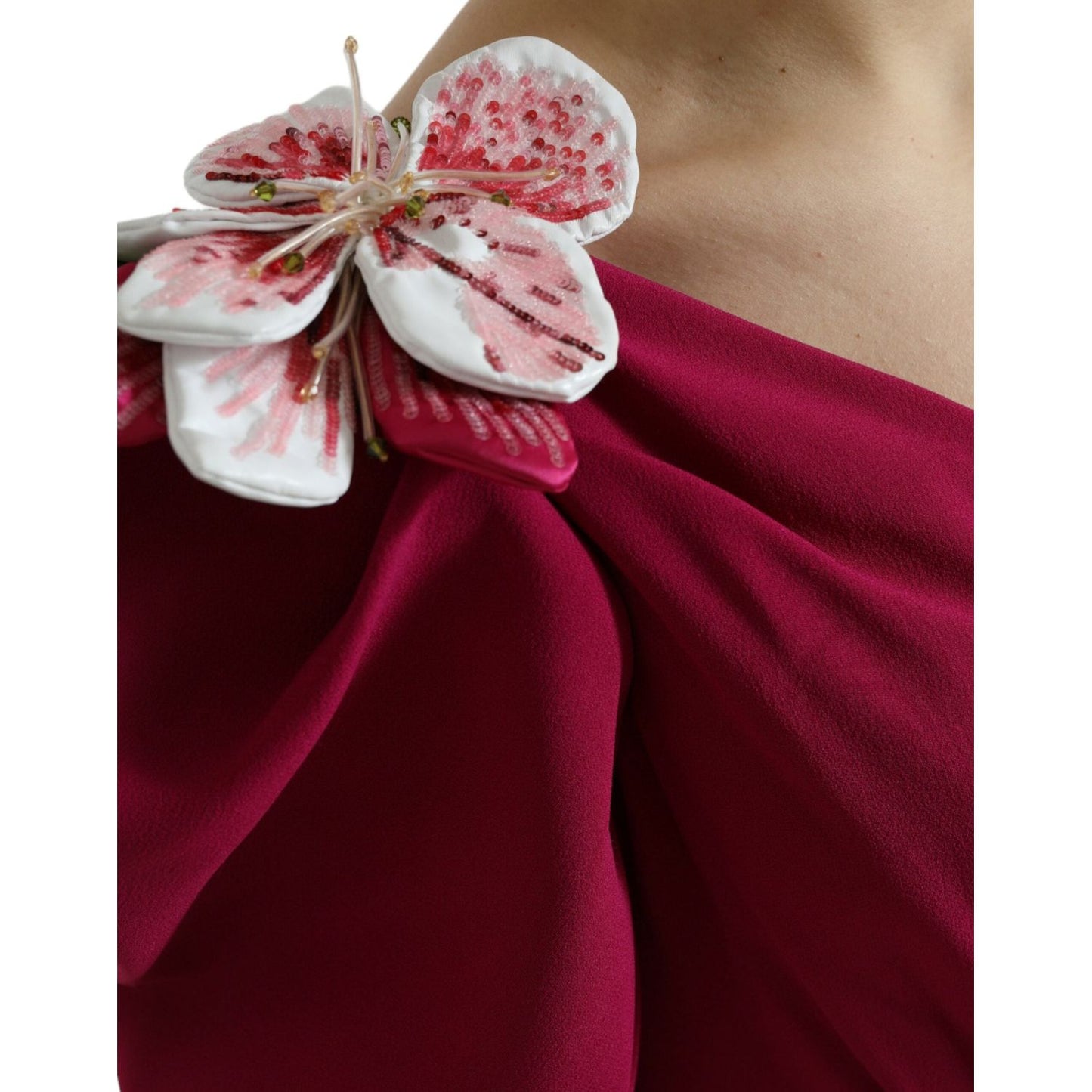 Dolce & Gabbana | Elegant Purple Silk Midi Sheath Dress| McRichard Designer Brands   