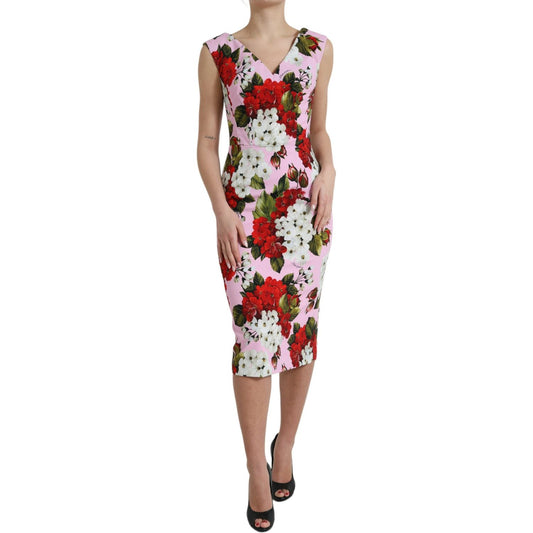 Dolce & GabbanaElegant Floral Sheath Midi Dress in PinkMcRichard Designer Brands£909.00