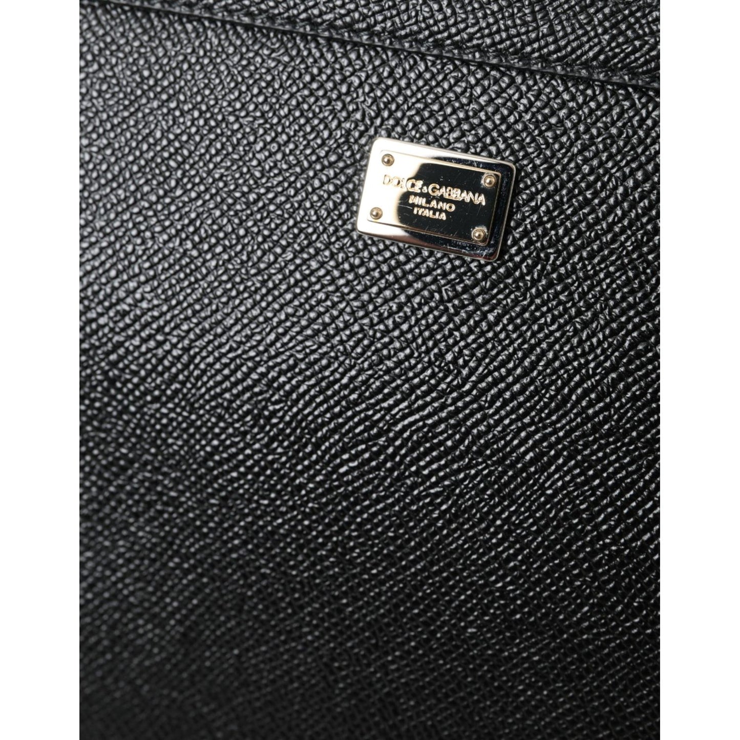 Black Leather #DGFamily Patch Top Handle Bag