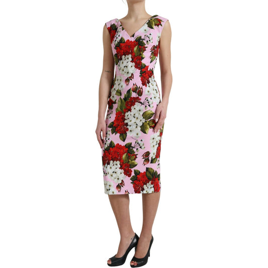 Dolce & GabbanaElegant Floral Sheath Midi Dress in PinkMcRichard Designer Brands£909.00