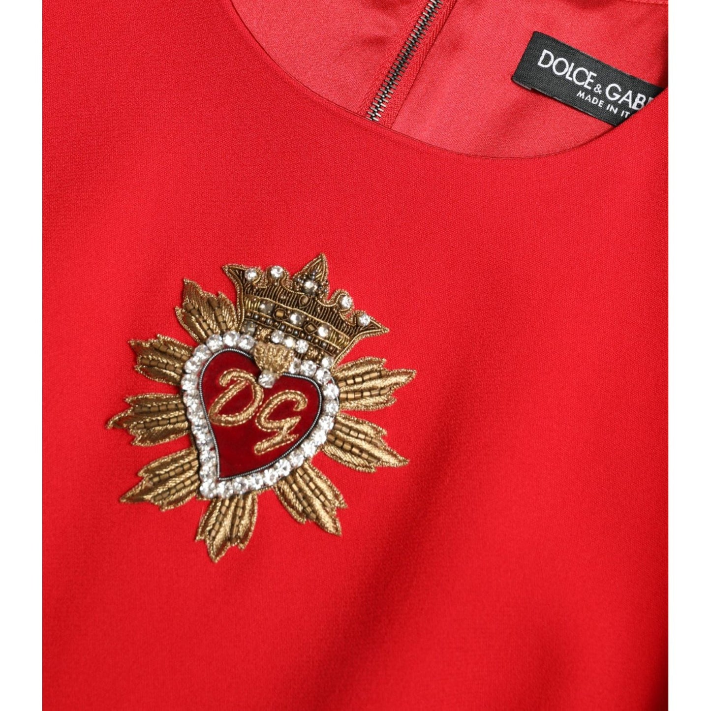 Dolce & Gabbana Elegant Red Bodycon Mini Dress with Sacred Heart red-sacred-heart-viscose-bodycon-mini-dress