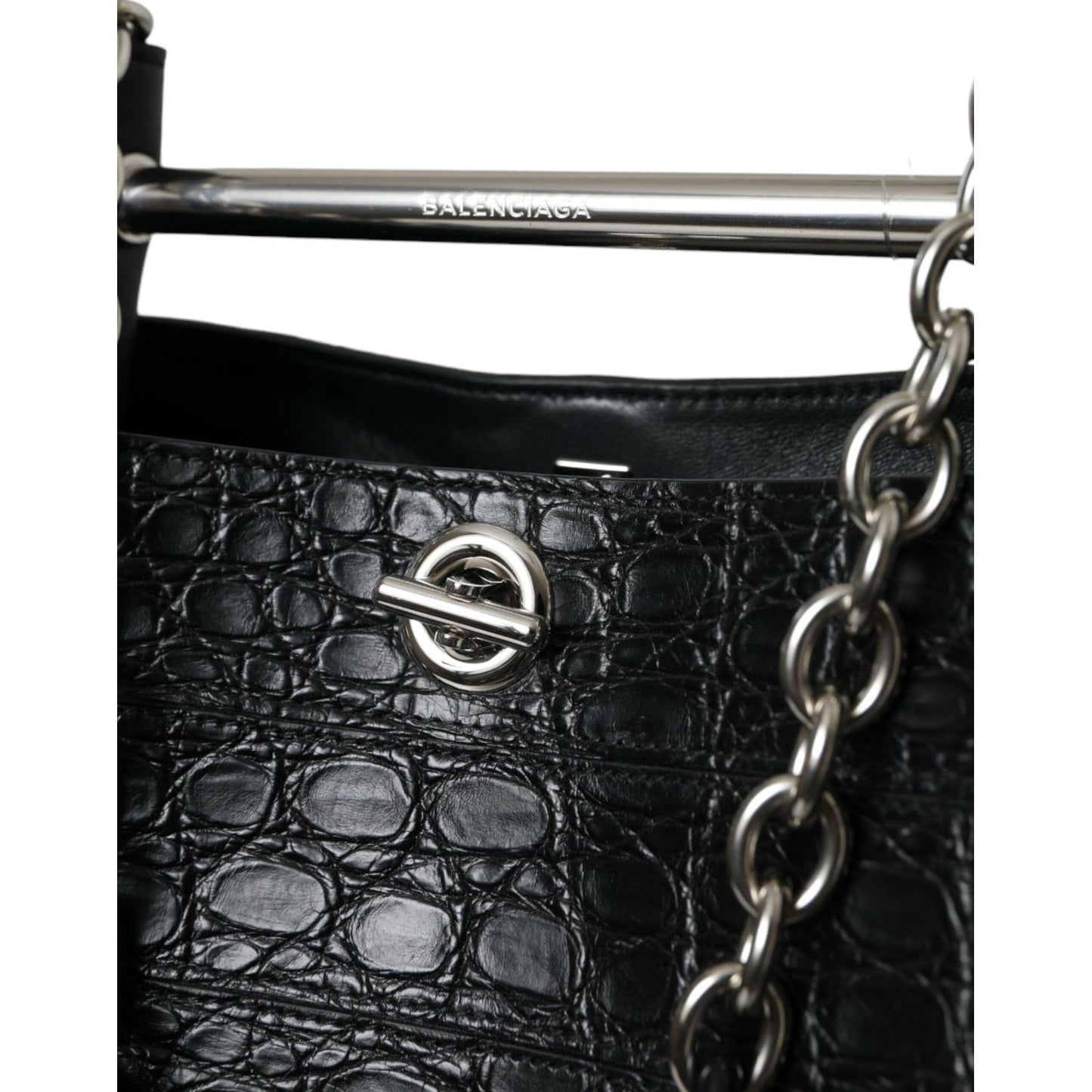 Balenciaga Elegant Black Crocodile Leather Maxi Bucket Bag elegant-black-crocodile-leather-maxi-bucket-bag