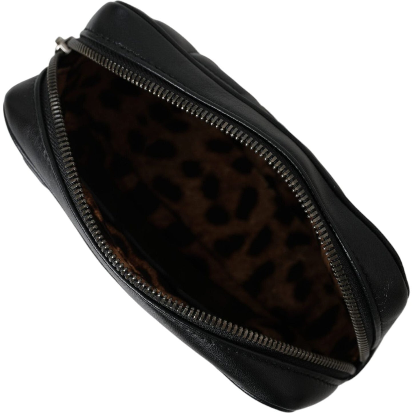 Black Leather Marsupio Quilting Love Belt Fanny Pack Bag